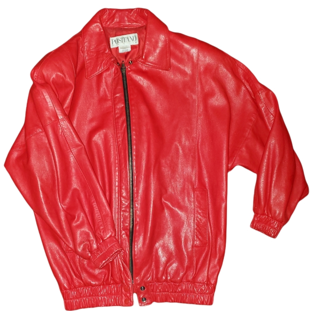 Positano Pelle Vintage Red Leather Jacket.